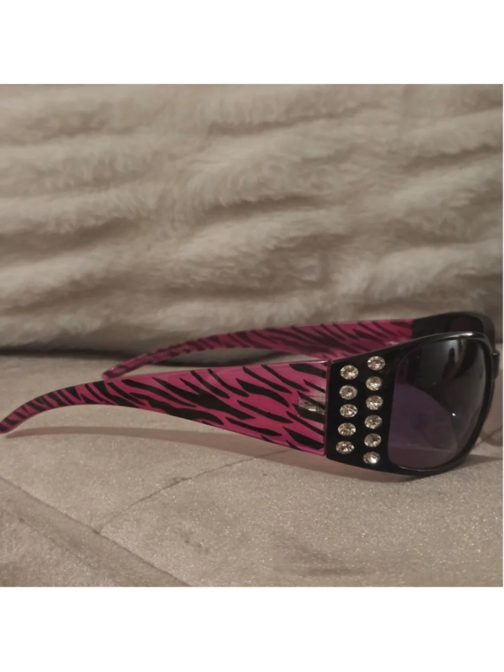 Women's Unbranded BLING Black & Pink Zebra Print Sunglasses One Size